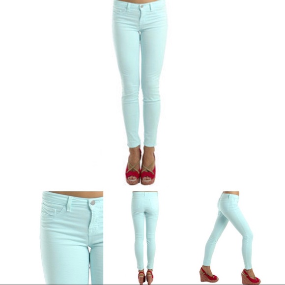 J BRAND 811 Capri Cropped Skinny Jeans Aqua Sz 28 - Picture 2 of 10